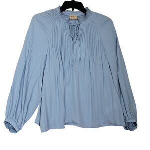 Elie Tahari NWT Womens Blue Pleated‎ Blouse Size Small